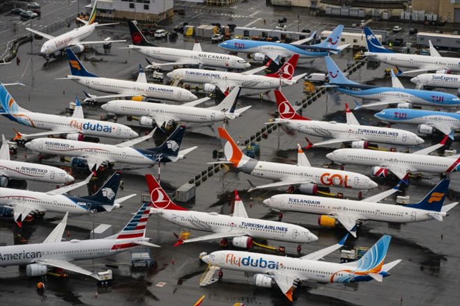 Des Boeing 737 MAX cloués au sol après deux crashes en 2018 et en 2019, le 18 novembre 2020 à Seattle 