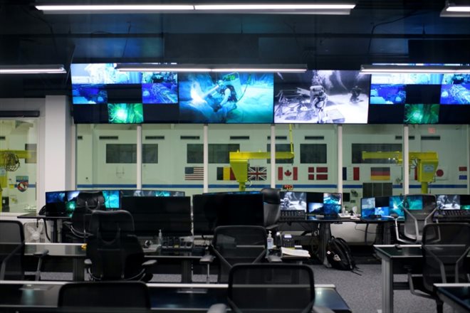 The control room where astronaut training operations are monitored in the huge pool, August 5, 2022 in Houston, Texas