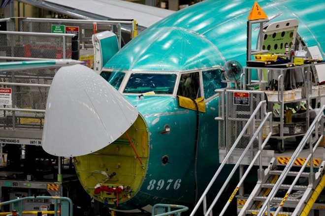 Un Boeing 737 MAX dans l'usine d'assemblage de Renton (Etat de  Washington), le 25 juin 2024