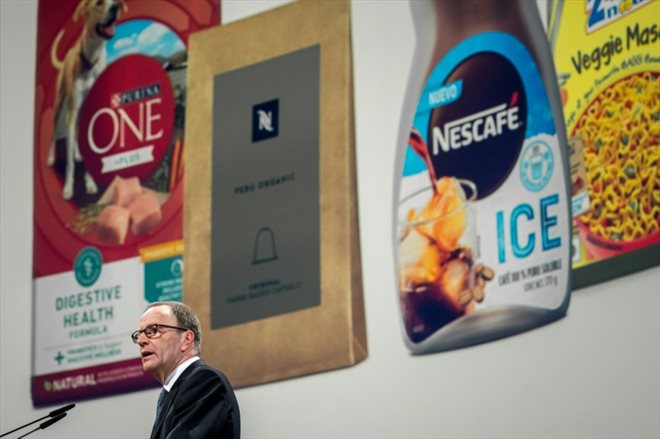 Le PDG de Nestlé, Ulf Mark Schneider, lors de l'assemblée générale des actionnaires du géant suisse de l'alimentation Nestlé à Ecublens, près de Lausanne, le 18 avril 2024