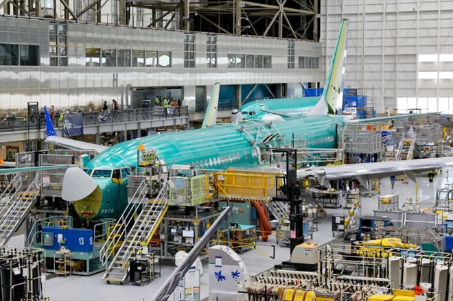 La ligne d'assemblage du Boeing 737 à Renton, le 25 juin 2024 dans le nord-ouest des Etats-Unis
