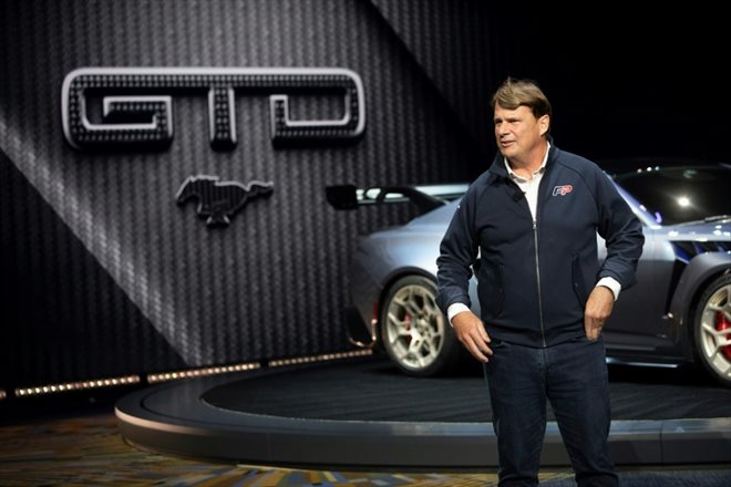 Le directeur général de Ford, Jim Farley, lors de la présentation de la nouvelle Mustang GTD, à Détroit, le 13 septembre 2023