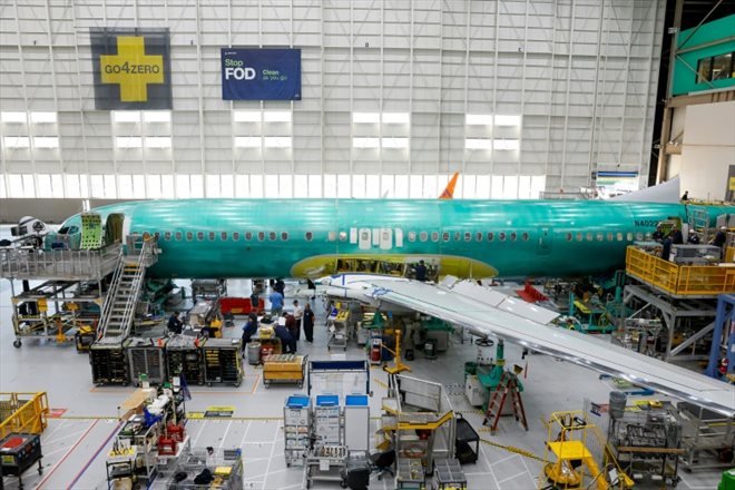 La ligne d'assemblage du Boeing 737 à Renton, dans le nord-ouest des Etats-Unis, le 25 juin 2024 