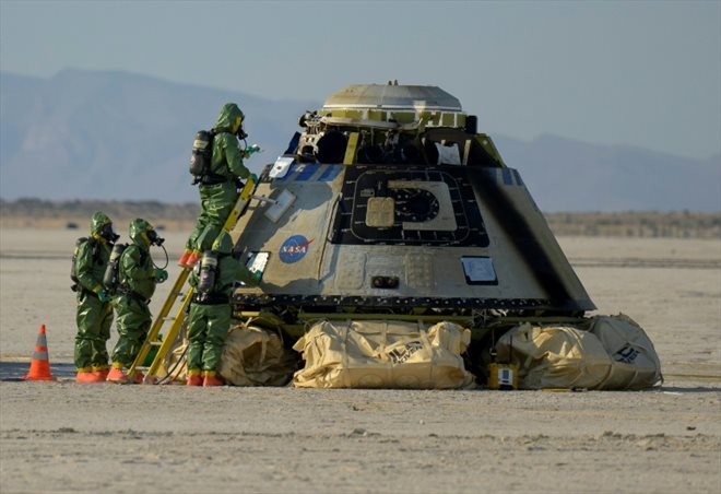 La capsule Starliner de Boeing après son atterrissage dans le désert du Nouveau-Mexique, le 25 mai 2022