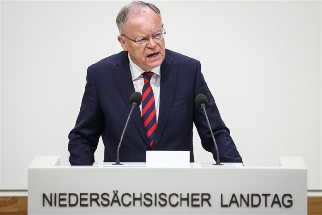 Stephan Weil, ministre-président du Land de Basse-Saxe, lors d'un discours à Hanovre, le 25 septembre 2024