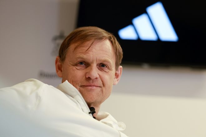 Le patron d'Adidas, Bjoern Gulden, lors d'un entretien accordé à l'AFP le 18 avril 2024 à Paris. La somme versé par Nike pour s'emparer du contrat avec la Fédération allemande est inexplicable, -t-il estimé