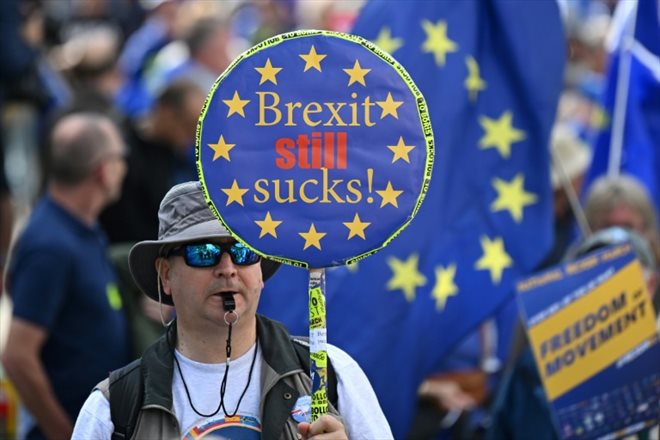 Manifestation en faveur du retour au Royaume-Uni au sein de l'Union européenne, le 23 septembre 2023 à Londres