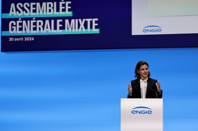 La directrice générale d'Engie Catherine MacGregor, lors de l'assemblée générale des actionnaires, le 30 avril 2024 à Paris