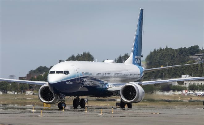 Un Boeing 737 MAX 10 après son premier vol le 18 juin 2021 à Seattle, Washington