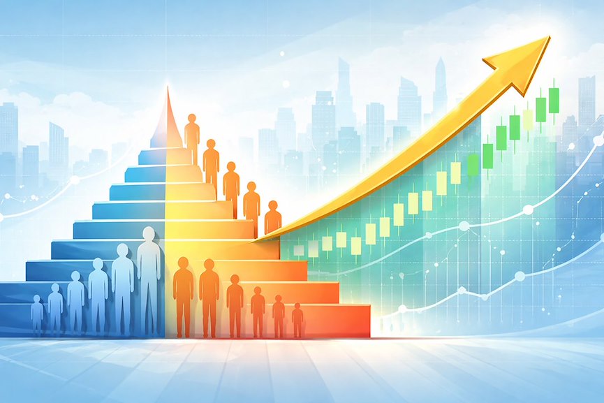 démographie en baisse et bourse